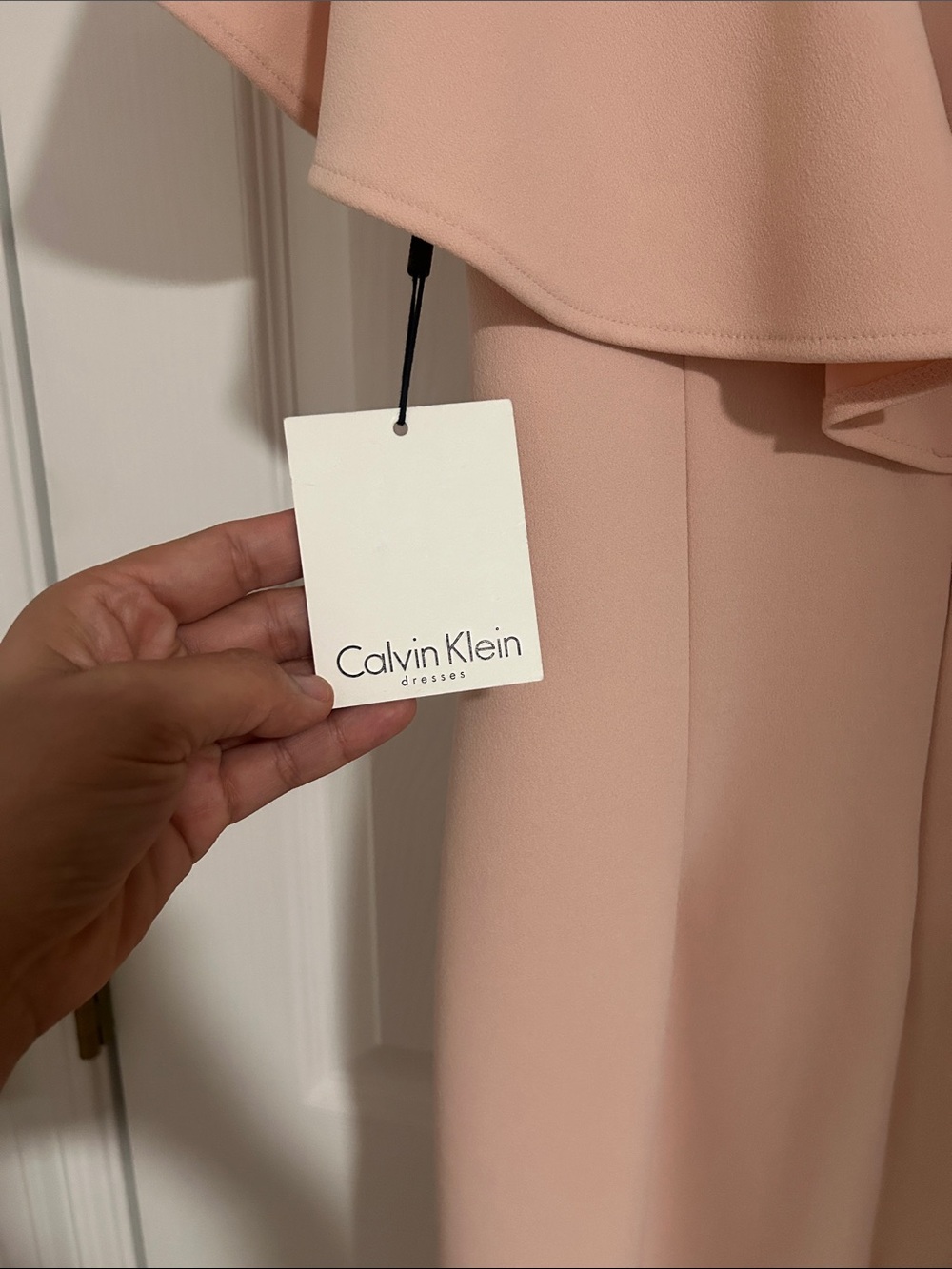 Calvin Klein Soft Pink Flutter-Sleeve Midi Dress - Picture 3 of 6